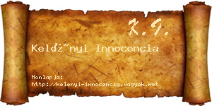 Kelényi Innocencia névjegykártya
